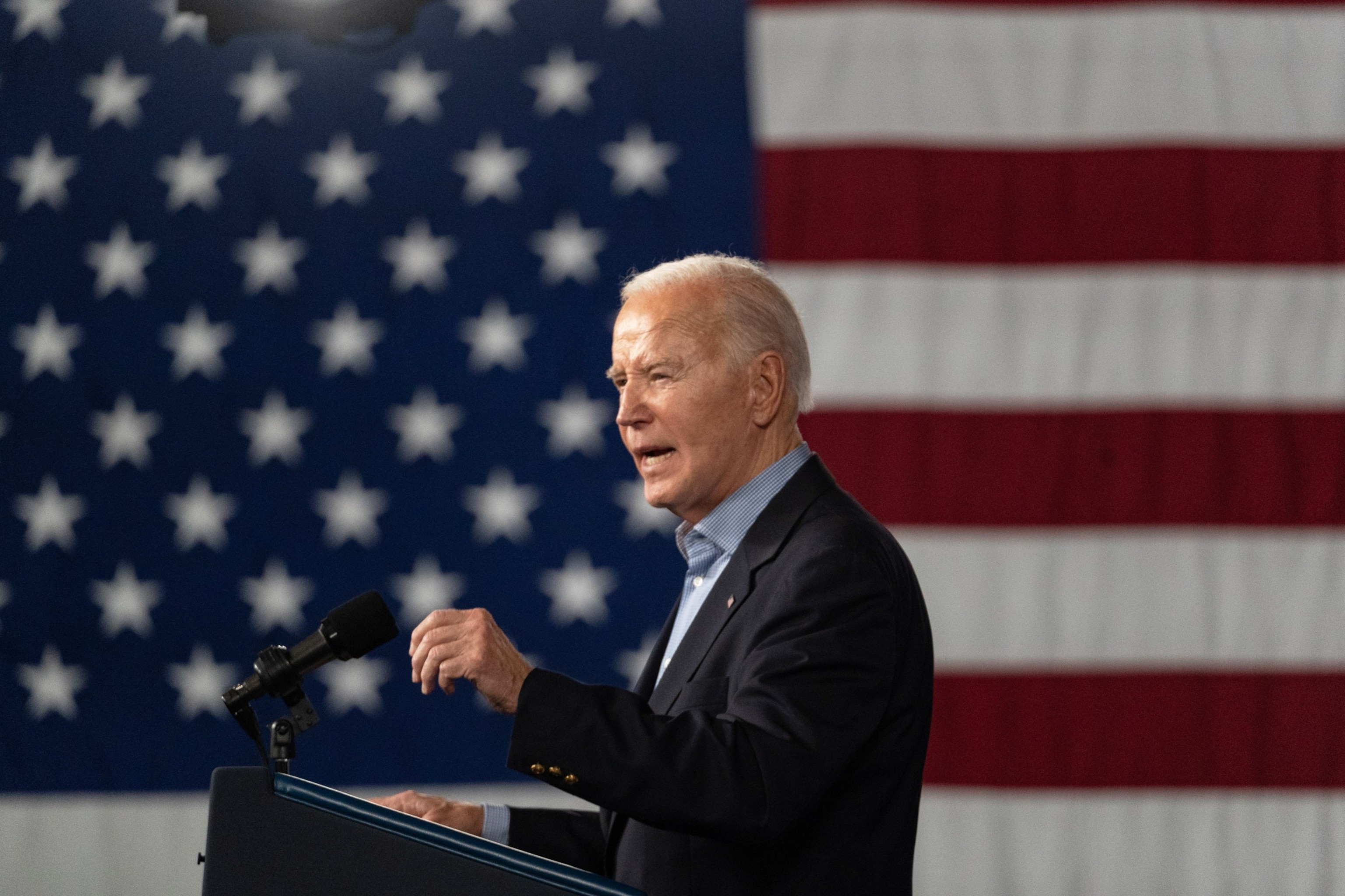 PHOTO: In this March 9, 2024, file photo, President Joe Biden speaks at a campaign event at Pullman Yards in Atlanta.