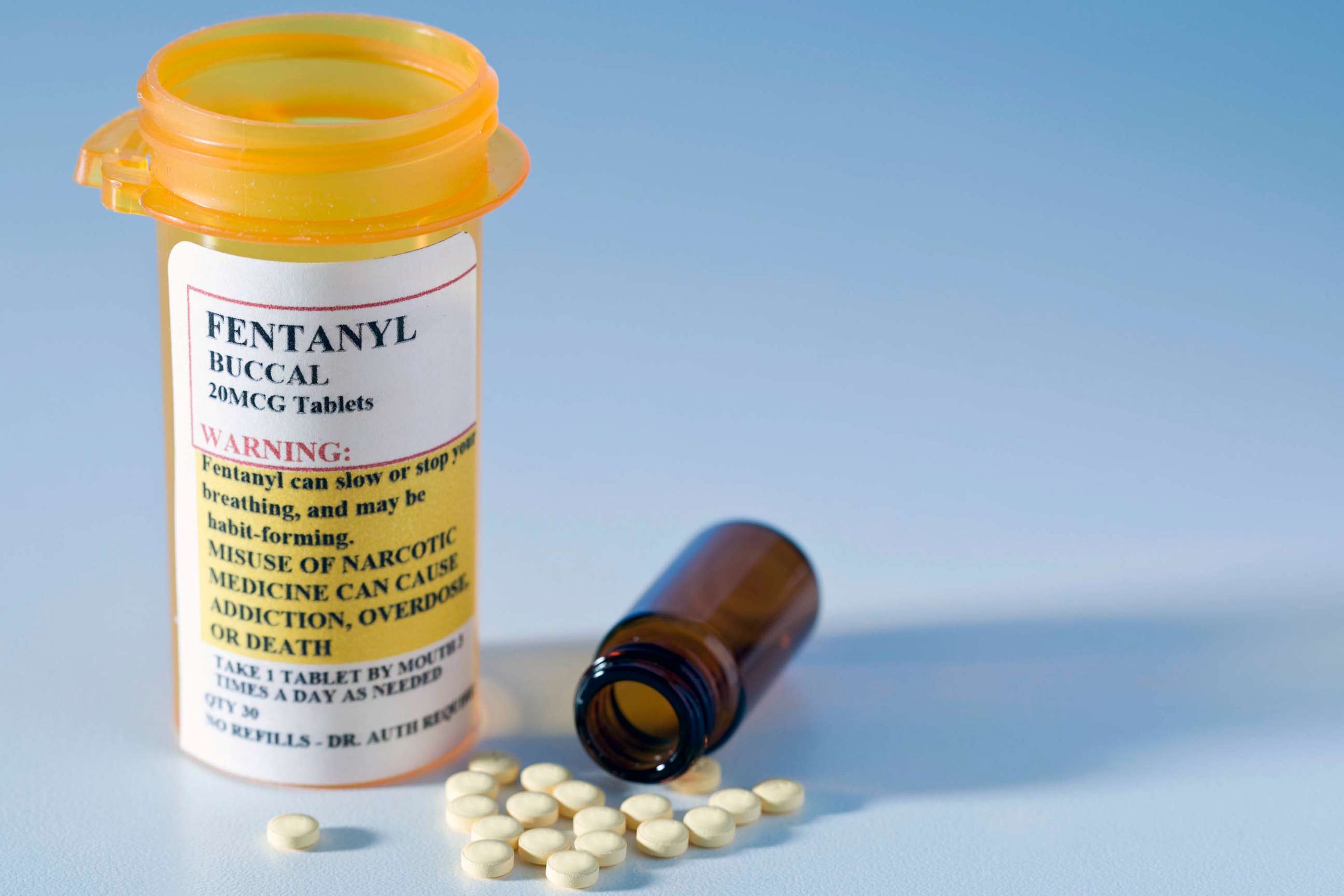 PHOTO: In this undated stock photo, fentanyl pills are seen next to a prescription bottle.