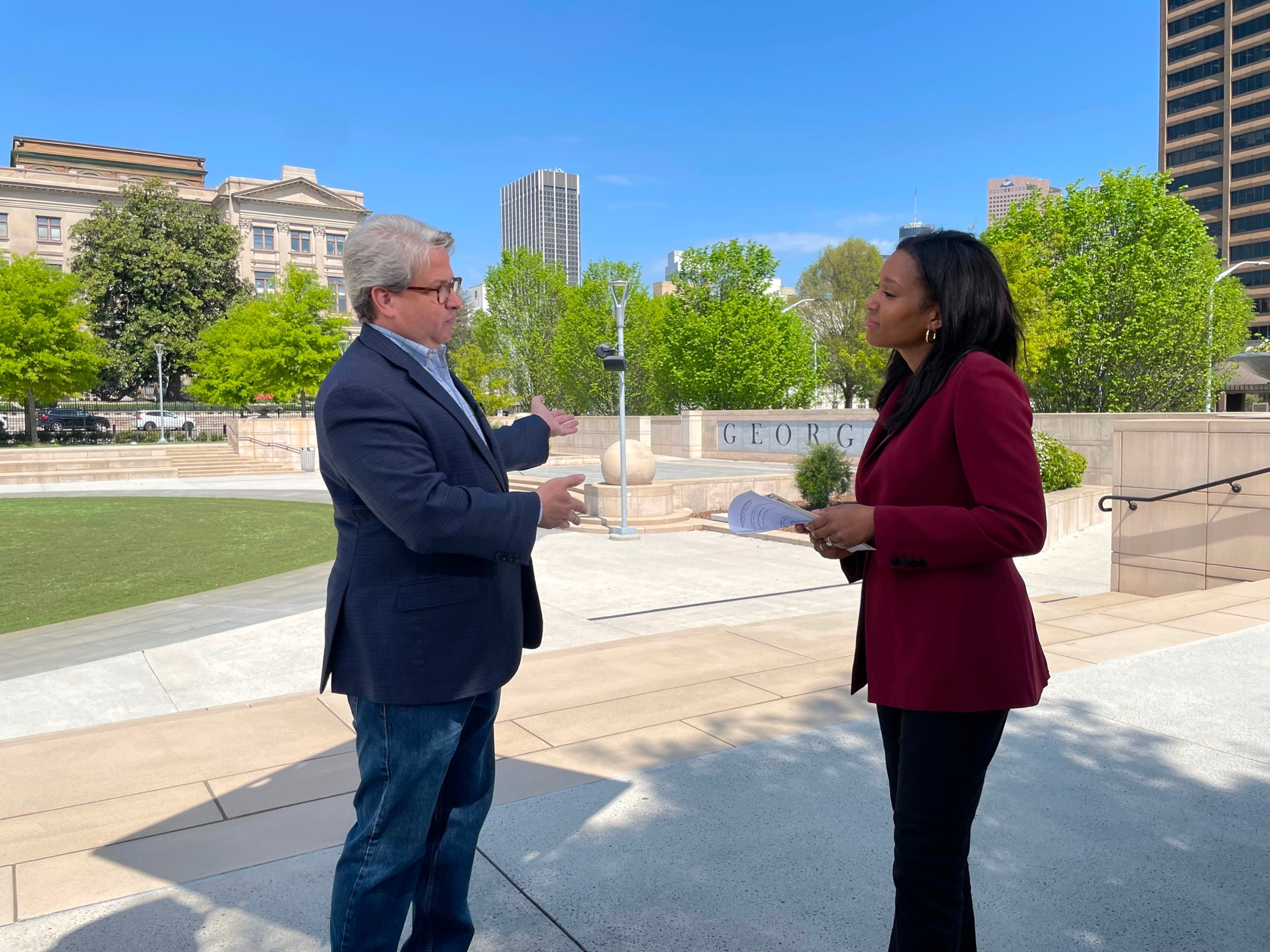 PHOTO: ABC's Rachel Scott interviews Gabriel Sterling, the chief operations officer in the Georgia secretary of state's office, in Atlanta.