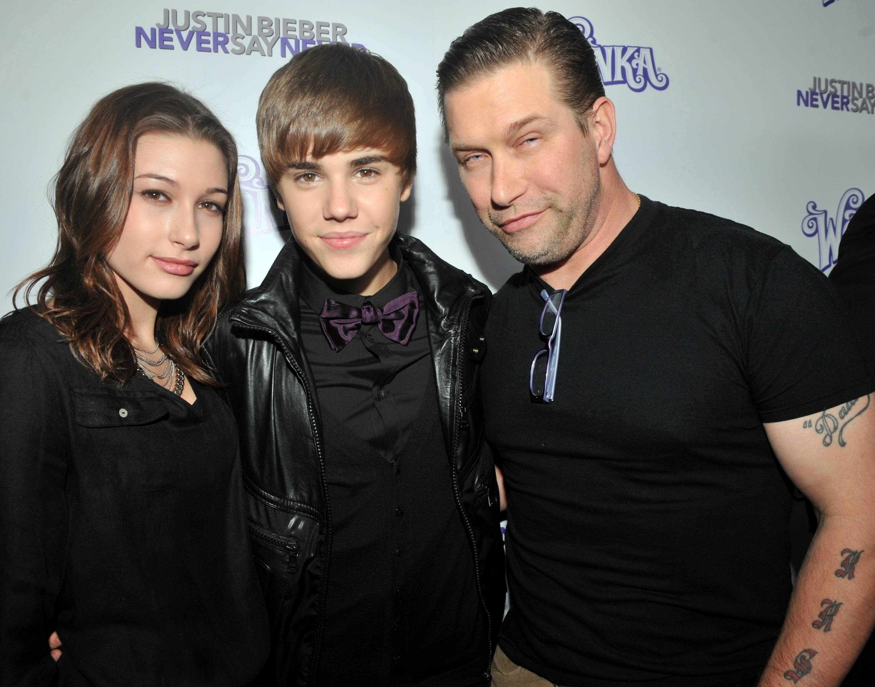 PHOTO: Justin Bieber was the center of attention Steven Baldwin and his daughter Haley at the New York City premiere of his 3-D film "Never Say Never," Feb. 2, 2011.