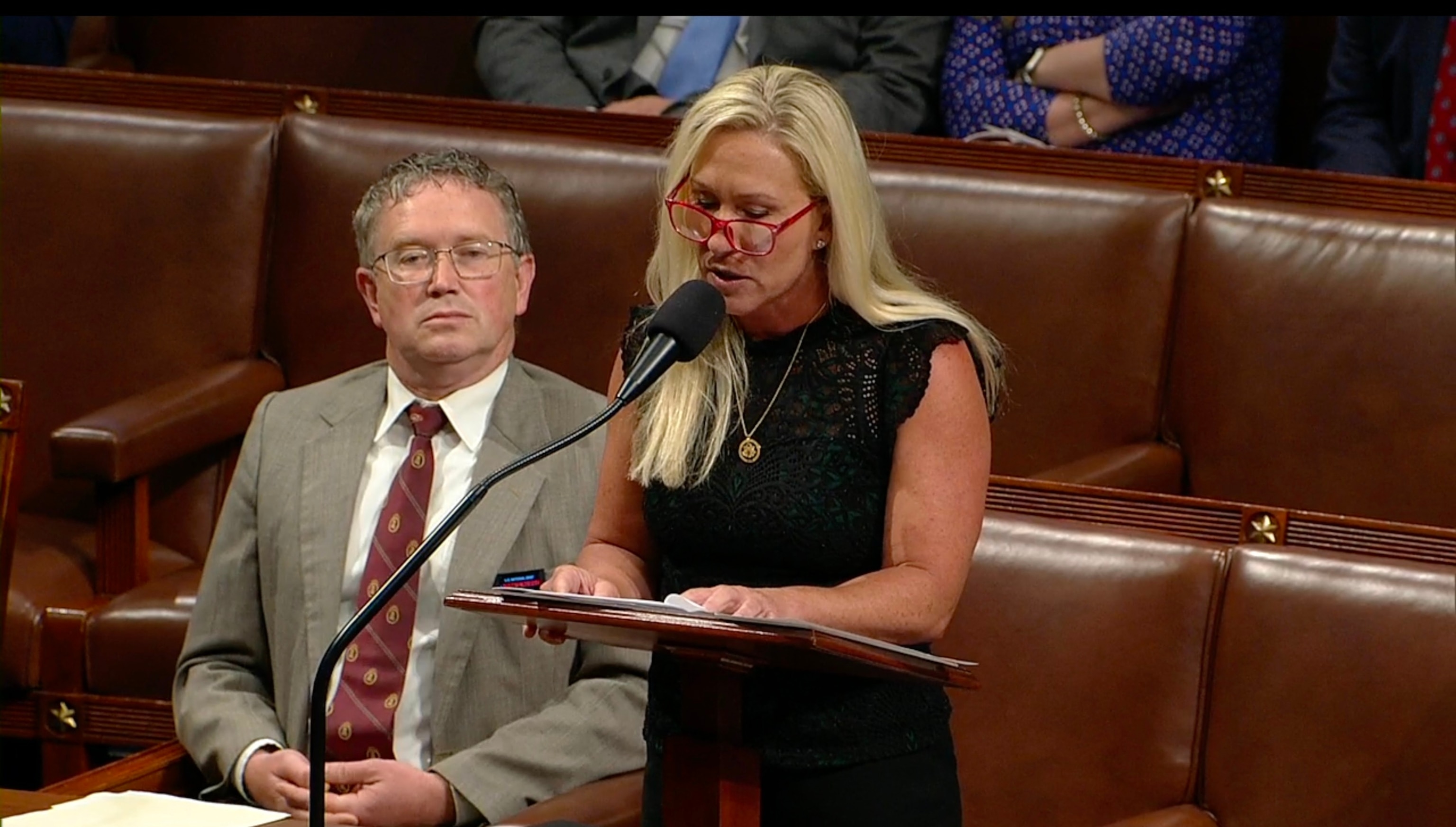 PHOTO: Rep. Marjorie Taylor Greene speaks at the Capitol, May 8, 2024. 