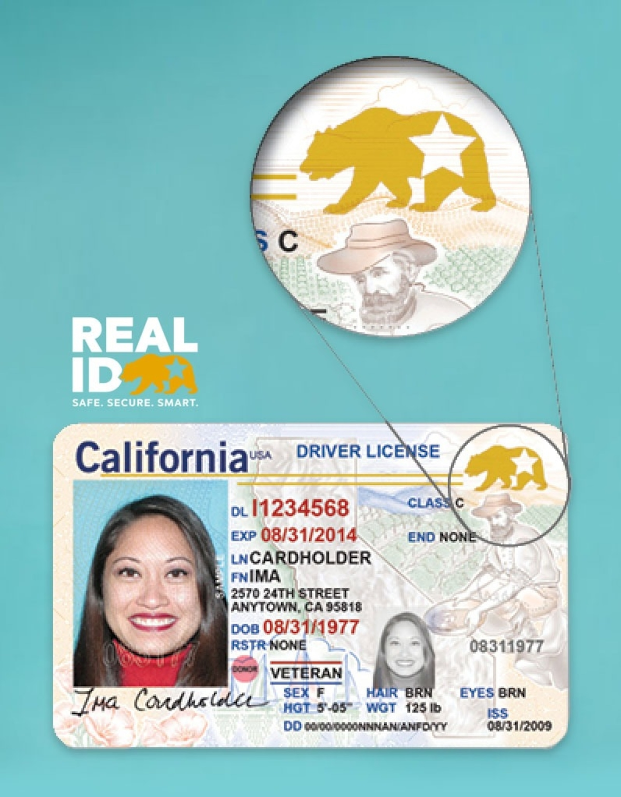 PHOTO: An example of a REAL ID from California issued by the DMV.