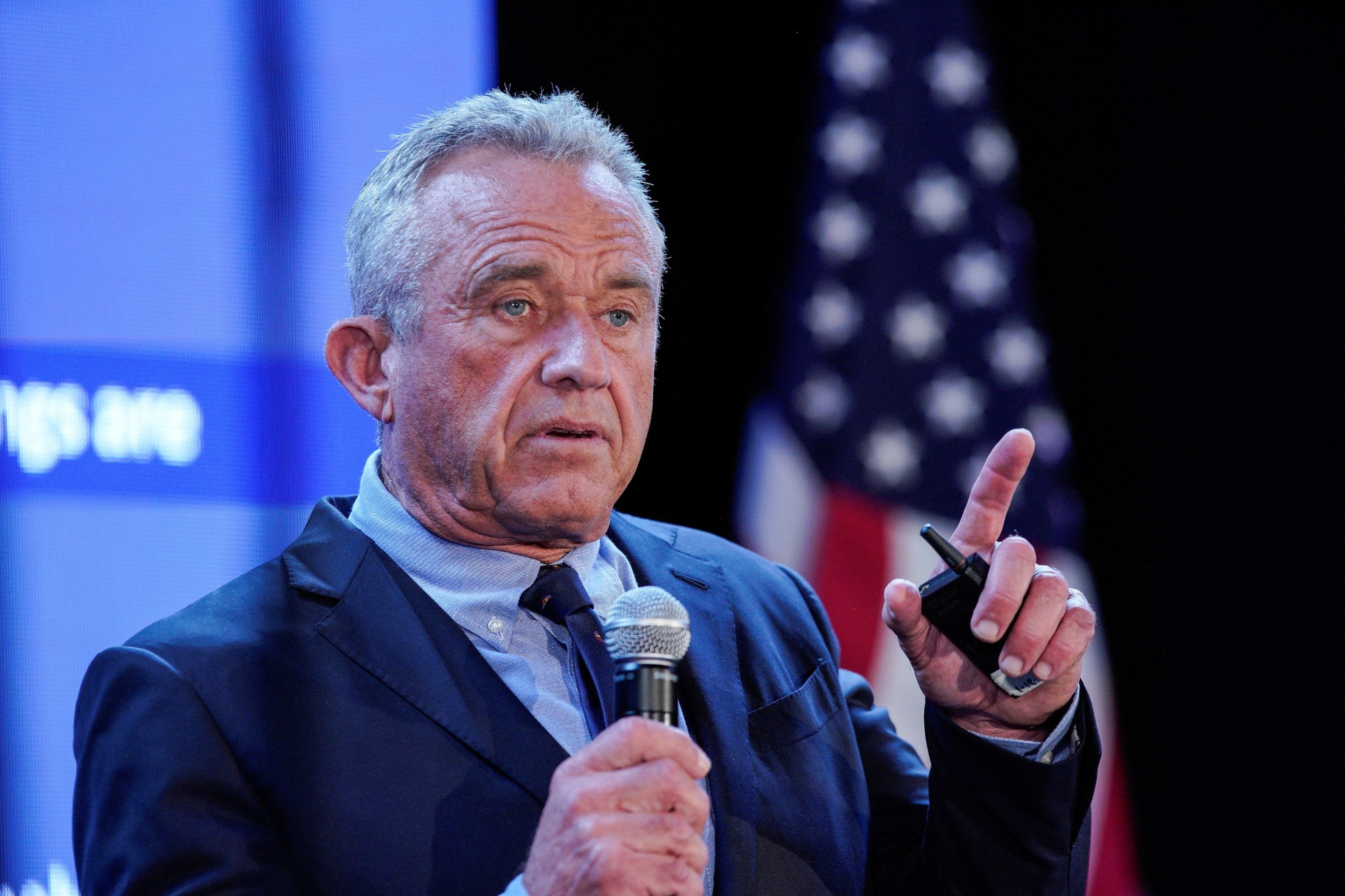 PHOTO: Robert F. Kennedy Jr. speaks to attendees during a press conference, May 1, 2024, in New York.